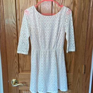 White geometric lace dress